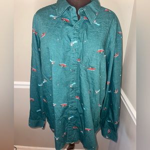 Haggar‎ Santa Water Skiing Mens Big & Tall Christmas Button Down Shirt 3X